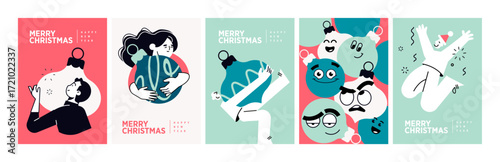Merry Christmas and Happy New Year. Vector illustrations for greeting card, party invitation card, website banner, social media banner, marketing material.