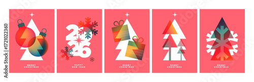 Christmas and New Year Greeting Cards. Vector illustration concepts for background, greeting card, party invitation card, website banner, social media banner, marketing material.