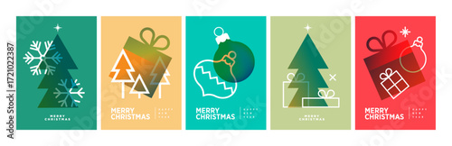 Merry Christmas and Happy New Year. Vector illustrations for greeting card, party invitation card, website banner, social media banner, marketing material.