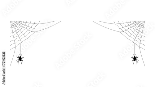 Spider and Spiderweb: Minimalist illustration featuring a single spider hanging from a delicate spiderweb, evoking a sense of mystery and Halloween ambiance.