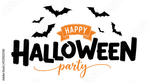 Spooky Halloween Party: Capturing the essence of the spooky holiday with bats in the night sky, perfect for inviting guests to a festive celebration.
