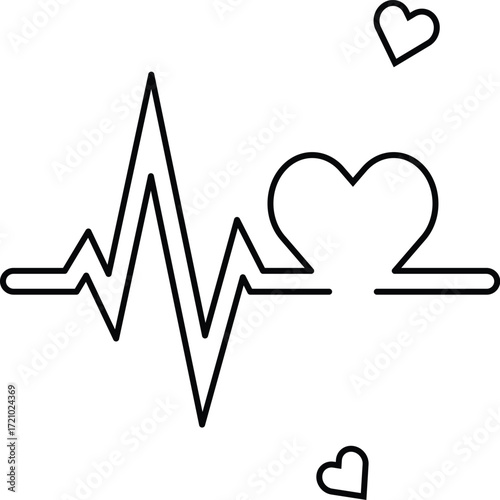 Heartbeat ekg line with hearts symbolizing health life love and care vector