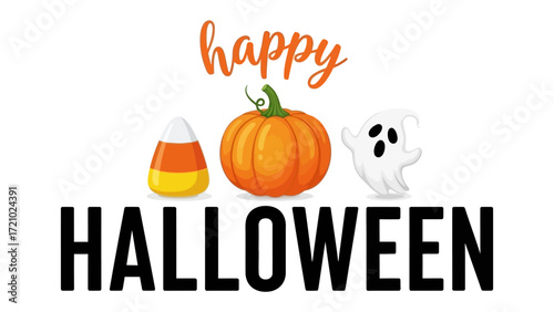 Happy Halloween: A vibrant illustration of Halloween symbols, inviting everyone to celebrate the spooky season with a joyful spirit and festive decorations. 