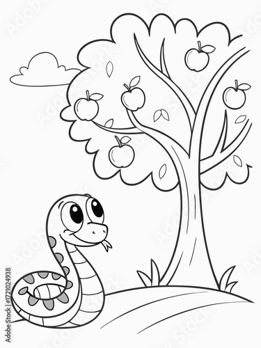 line art serpent talking to eve near the tree of k.eps