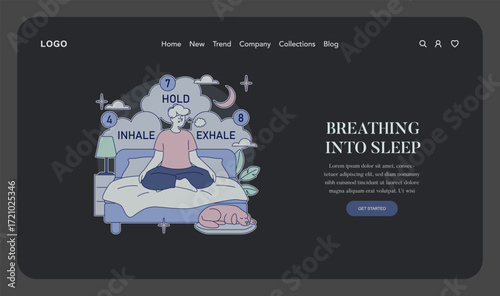 Meditation Breathing Technique for Relaxation Vector Illustration
