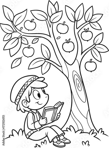line art solomon writing proverbs under a tree  cu.eps