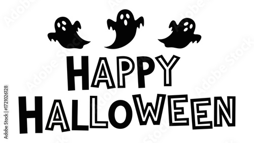Happy Halloween Greetings: A festive Happy Halloween message with playful ghost characters to celebrate this spooky season.