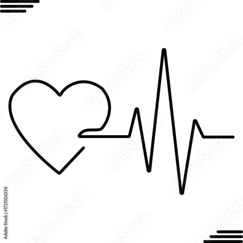 Heartbeat cardiogram pulse line icon symbolizing health and life assurance vector