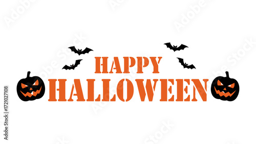 Spooky Greetings: Spooky Halloween message with bats and pumpkins. Conjuring festive spirits with orange colors and shadow effect. 