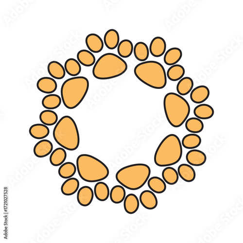 Abstract orange round circle shape art frame isolated flat style design.