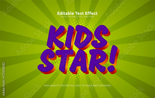 kids star editable text effect
