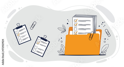 Organizing tasks and projects with checklists and folders, streamlining workflow and boosting productivity for modern businesses and efficient planning.