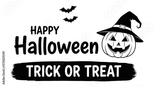 Spooky Halloween Greetings: A charming illustration embodies the spirit of Halloween. A grinning jack-o'-lantern, adorned with a witch's hat.