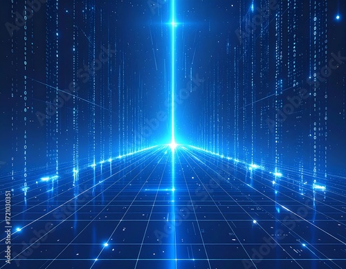 Digital pathway with glowing code