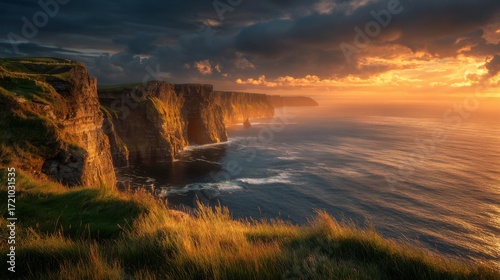 The Breathtaking View Of A Cliffs of Moher Sunset