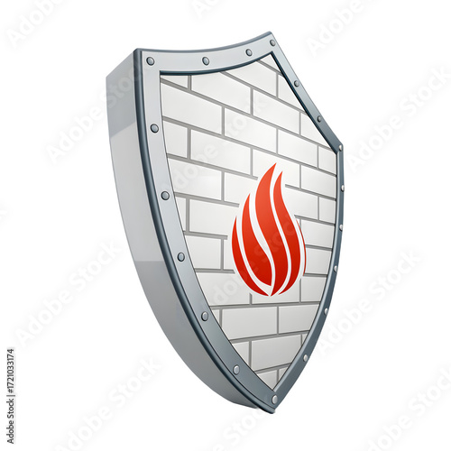 Digital firewall shield protecting against cyber threats and data breaches