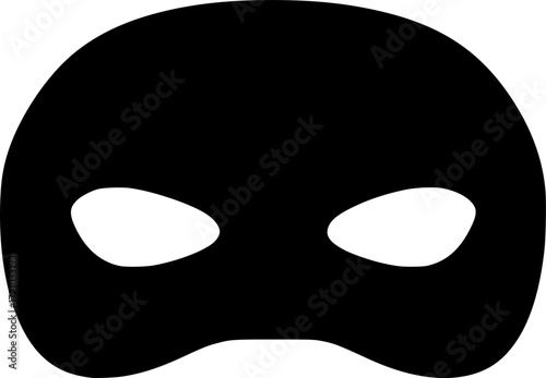 black superhero mask, simple design, symmetrical shape 