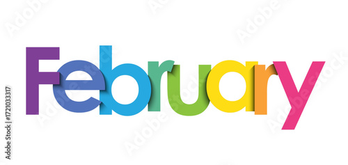 FEBRUARY colorful vector typography banner