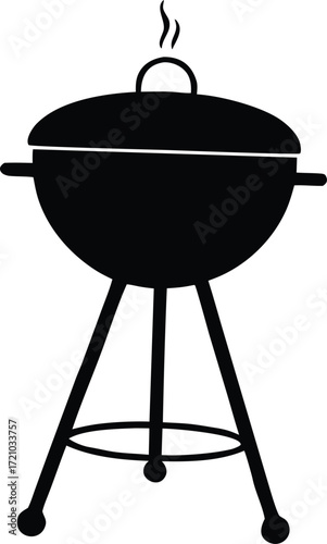 bbq charcoal grill silhouette vector, outdoor cooking grill illustration
