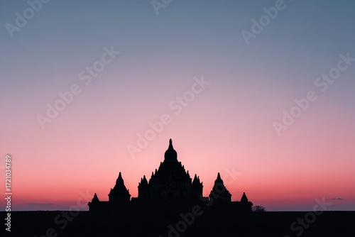 Silhouette Of Ancient Temple At Sunrise