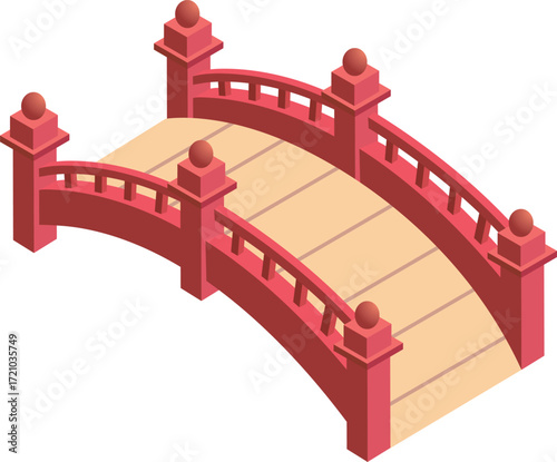 アジアの赤い橋のベクターイラスト素材