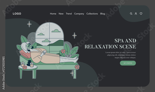 Relaxing Spa Day Vector with Woman in Facial Mask