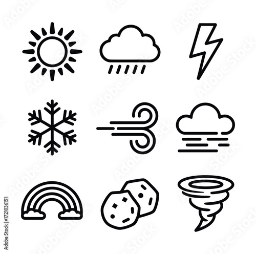 Weather symbols collection cloud rain