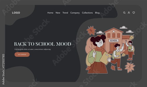 Back to School Vector Illustration with Happy Students