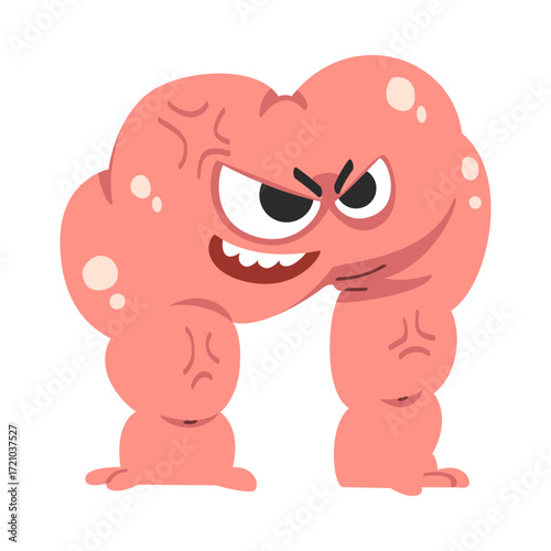 Comic Monster Character with Evil Grin on Face Vector Illustration