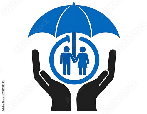 Couple protected by umbrella