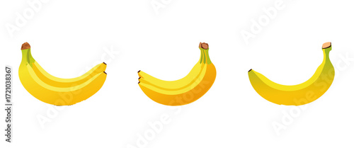 Yellow Banana Bunch, Single Fruit, Healthy Food Illustration