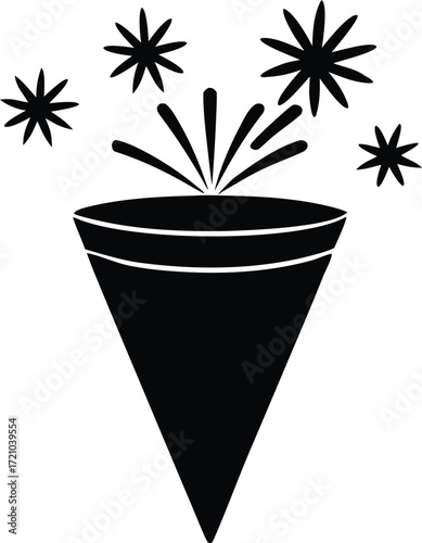 festive firework symbol, new year explosive icon
