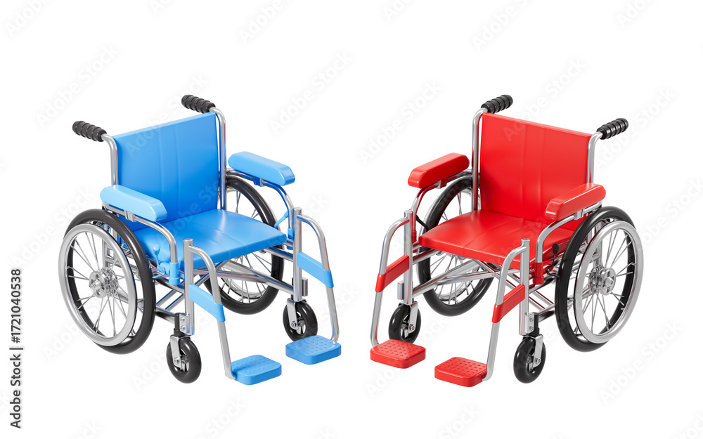 Fototapeta premium Cartoon wheelchair model isolated, 3d rendering.
