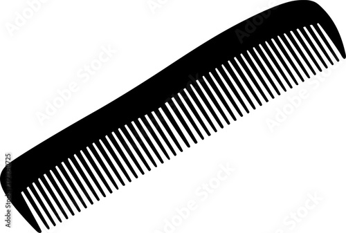 a black comb with evenly spaced teeth, sleek design, vector
