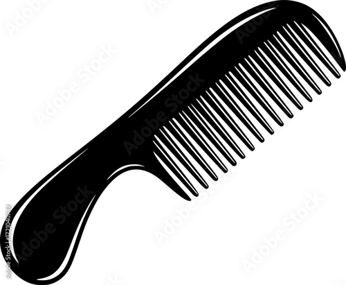 a black comb with evenly spaced teeth, sleek design, vector

