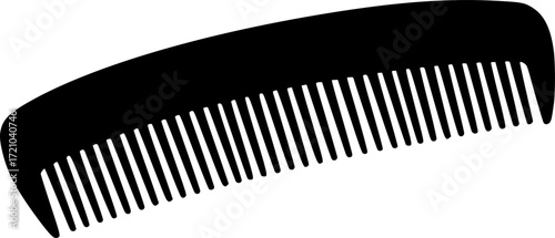 a black comb with evenly spaced teeth, sleek design, vector
