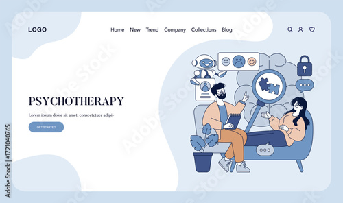 Psychotherapy Session Vector Illustration with Therapist