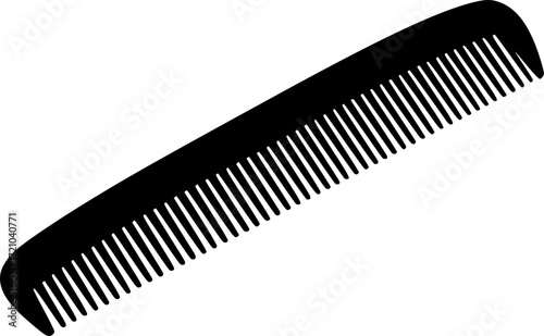 a black comb with evenly spaced teeth, sleek design, vector
