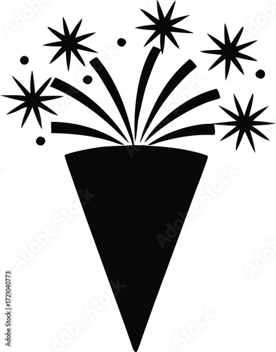 pyrotechnic display illustration, event festival cone symbol
