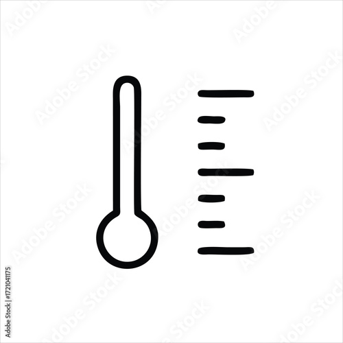 Temperature icon in flat style. Good weather symbol isolated on white background Sun and termometer icon in black Weather, hot and warm climate concept Vector illustration
