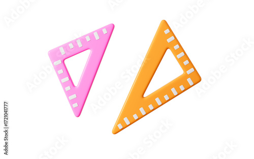 Konstfotografi Cartoon rulers, vernier protractor and triangular rule and so on learning stationery, 3d rendering