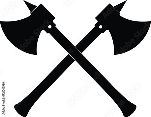 forestry axe symbol, outdoor woodcutting icon
