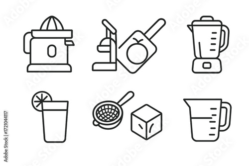 Monochrome kitchen appliance outline icons for modern cooking