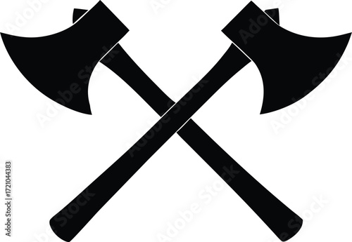 crossed axes illustration, survival tool symbol
