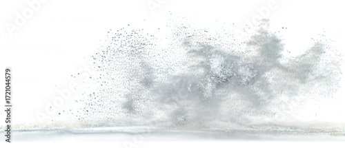 Dynamic ocean wave splash with tiny water droplets isolated on transparent background