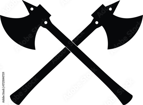 crossed axes illustration, survival tool symbol
