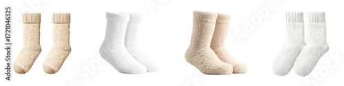 Warm and Cozy Socks: Winter Wool Sock Collection on White