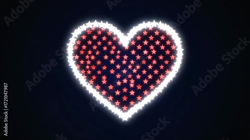 Sparkling heart shape glowing with warm light against a dark background.