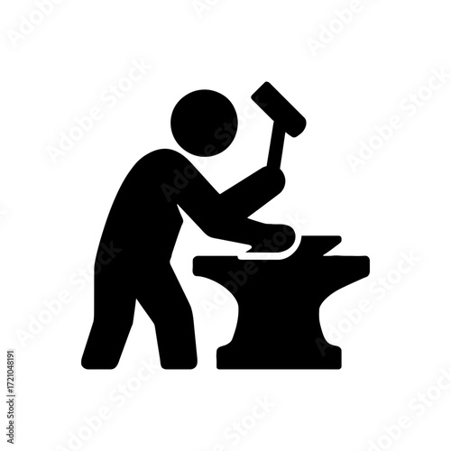 Blacksmith Hammering Metal Icon
