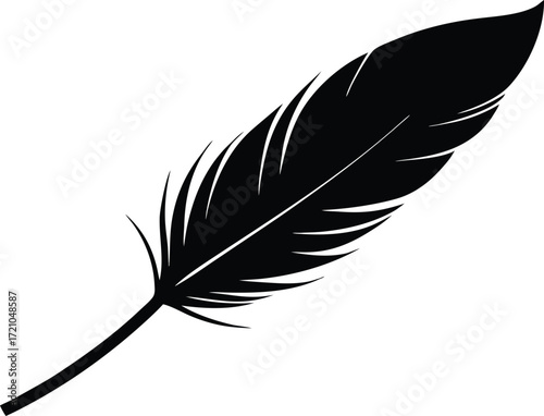 feather silhouette symbol, nature quill icon
